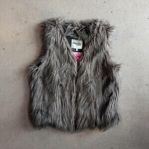 Vintage Y2K Charlotte Russe Grey Faux Fur Vest